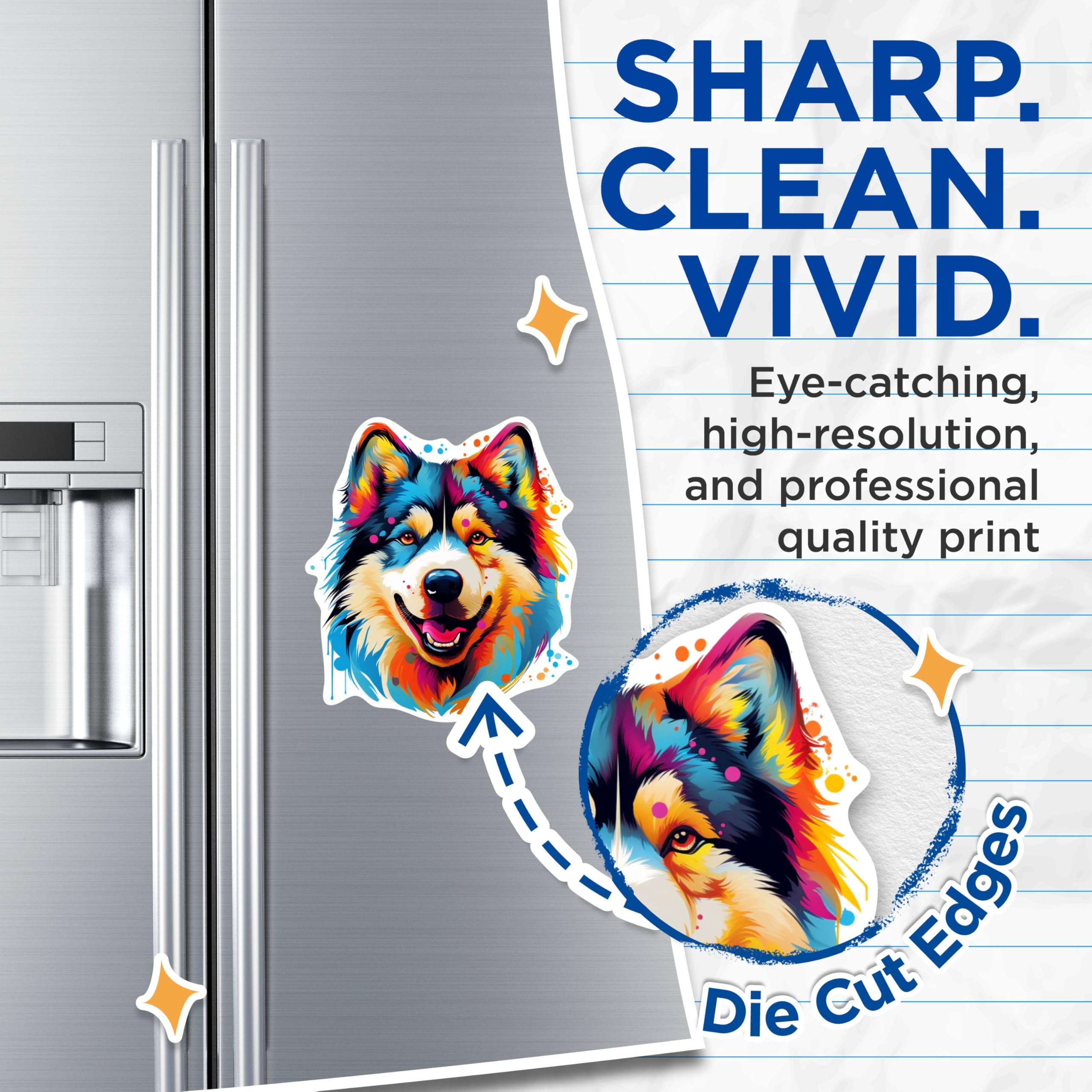 (2 Pack) Alaskan Malamute Dog Magnets - 5 Inches On Longest Side - Choose from Over 100 Dog Breeds - for Cars, Refrigerators, Toolboxes - Made in USA - MAG1749