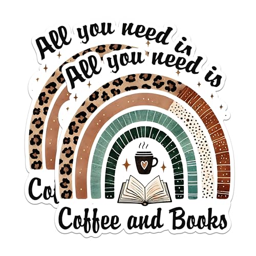 (2 Pack) All You Need is Coffee and Books Magnets - Rainbow Book Lover Magnets - Coffee and Book Decor Magnets'- 5" On Longest Side - for Fridges, Toolboxes, Cars - Made in USA - MAG2764