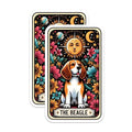 (2 Pack) Beagle Dog Stickers - Sun and Moon Stickers - Floral Dog Art Stickers - 5" On Longest Side - Sticks to Smooth Flat Surfaces - Made in USA - BMCS4770