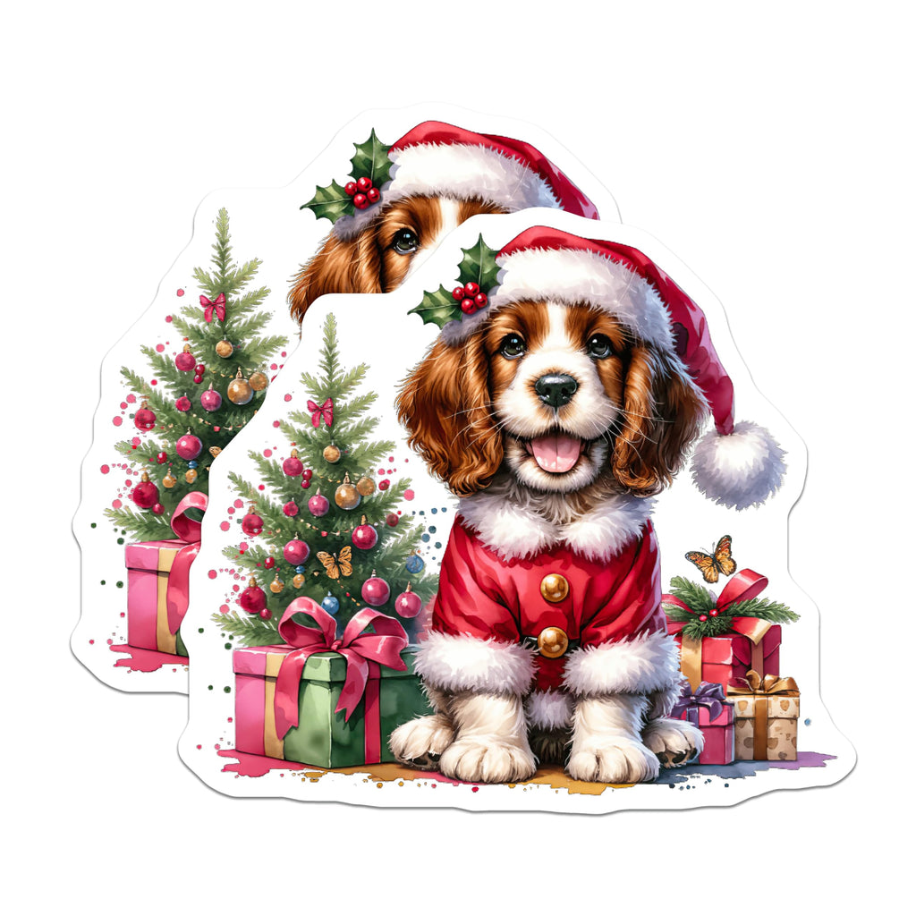 (2 Pack) Cavalier Christmas Dog Magnets - Puppy Santa Holiday Decor - Cute Animal Pet Lover Kitchen - 5 Inches On Longest Side - Thick Durable Magnet - Made in USA - MAG30817