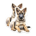 (2 Pack) German Shepherd Puppy Magnets - Cute Dog Lover Decor - Watercolor Pet Art - 5 Inches On Longest Side - Thick Durable Magnet - Made in USA - MAG28732