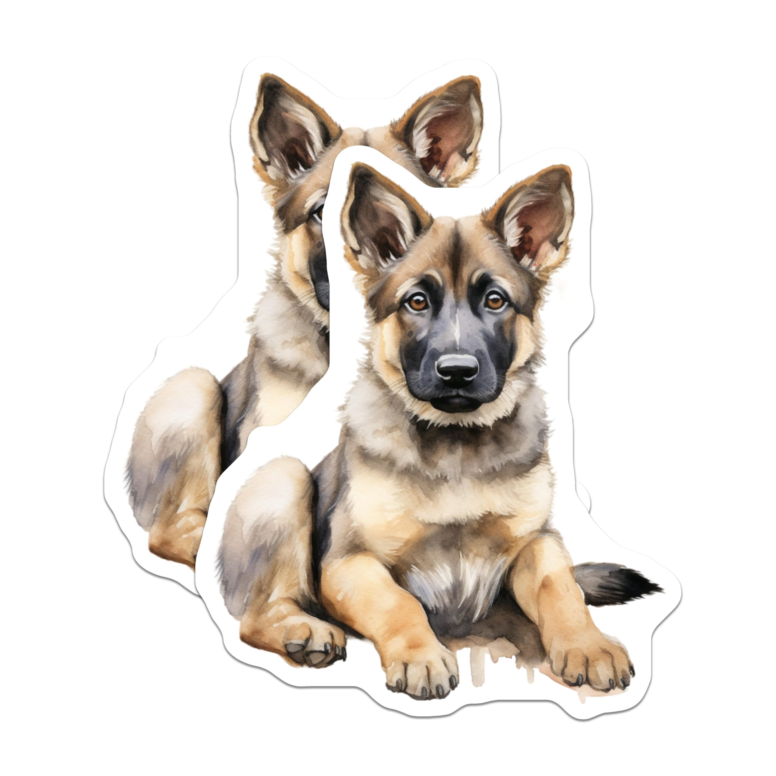 (2 Pack) German Shepherd Puppy Magnets - Cute Dog Lover Decor - Watercolor Pet Art - 5 Inches On Longest Side - Thick Durable Magnet - Made in USA - MAG28732