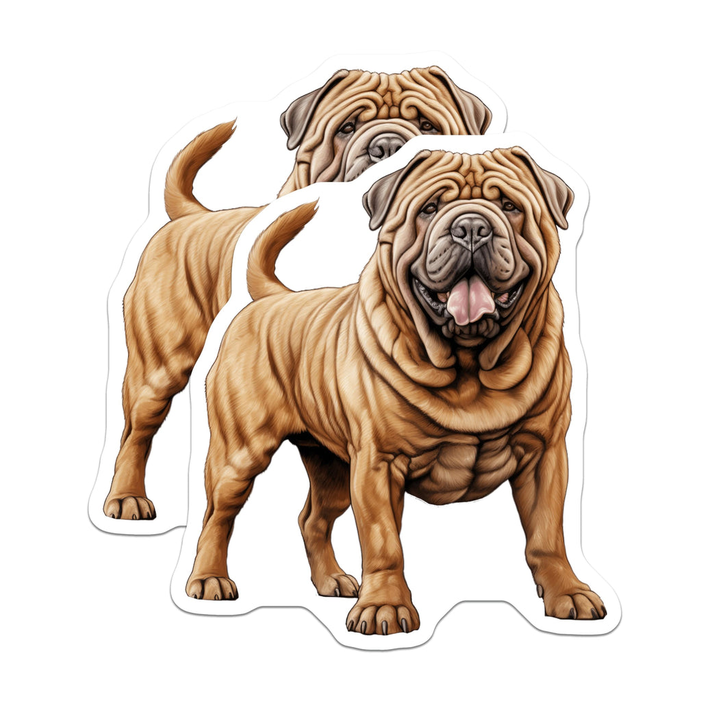 (2 Pack) Shar Pei Dog Magnets - Wrinkly Canine Breed Art - Pet Lover Refrigerator Decor - 5 Inches On Longest Side - Thick Durable Magnet - Made in USA - MAG26863