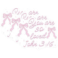 (3 Pack) You are So Loved Decals - John 3 16 Bible Verse - Pink Bows Laptop Decal - 3 Inches On Longest Side - Easy Peel & Apply - Made in USA - 3MCS6010