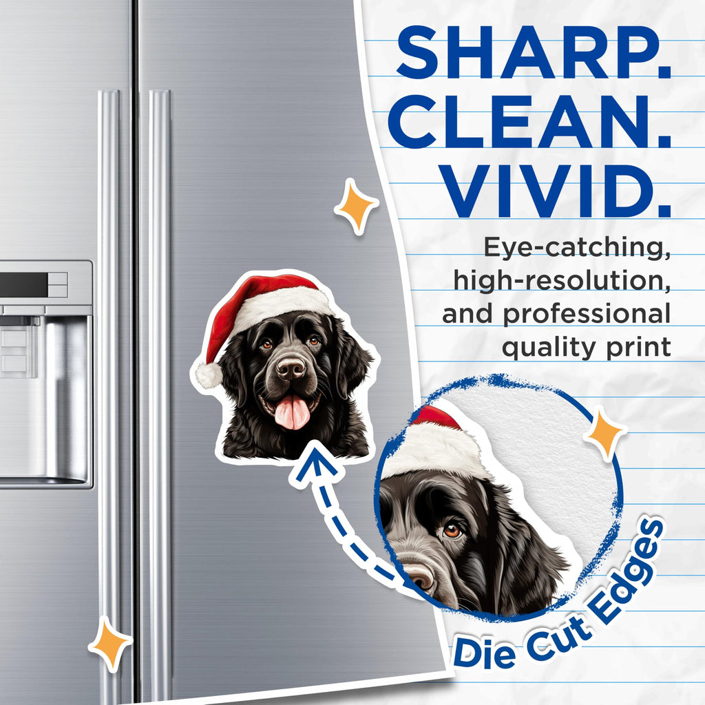 (2 Pack) Newfoundland Dog Magnets - Christmas Holiday Decor - Festive Pet Lover Accessory - 5 Inches On Longest Side - Thick Durable Magnet - Made in USA - MAG24142