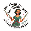 (2 Pack) My Alone Time is for Everyone's Safety Magnets - Funny Retro Woman Art - Sarcastic Kitchen Decor - Introvert - 5 Inches On Longest Side - Thick Durable Magnet - Made in USA - MAG39340