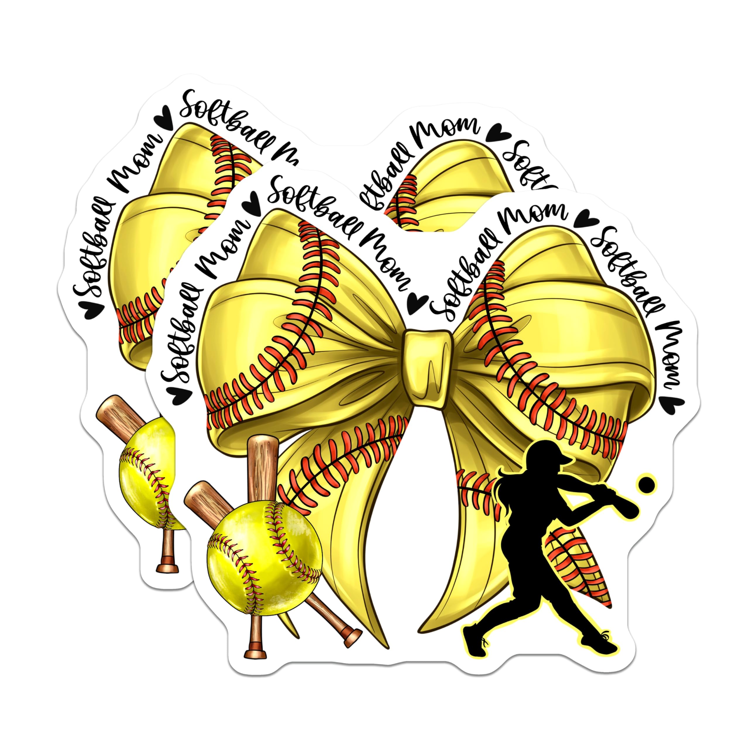 (2 Pack) Softball Mom Magnets - Sports Parent Decor - Team Spirit Game Day - 5 Inches On Longest Side - Thick Durable Magnet - Made in USA - MAG29173