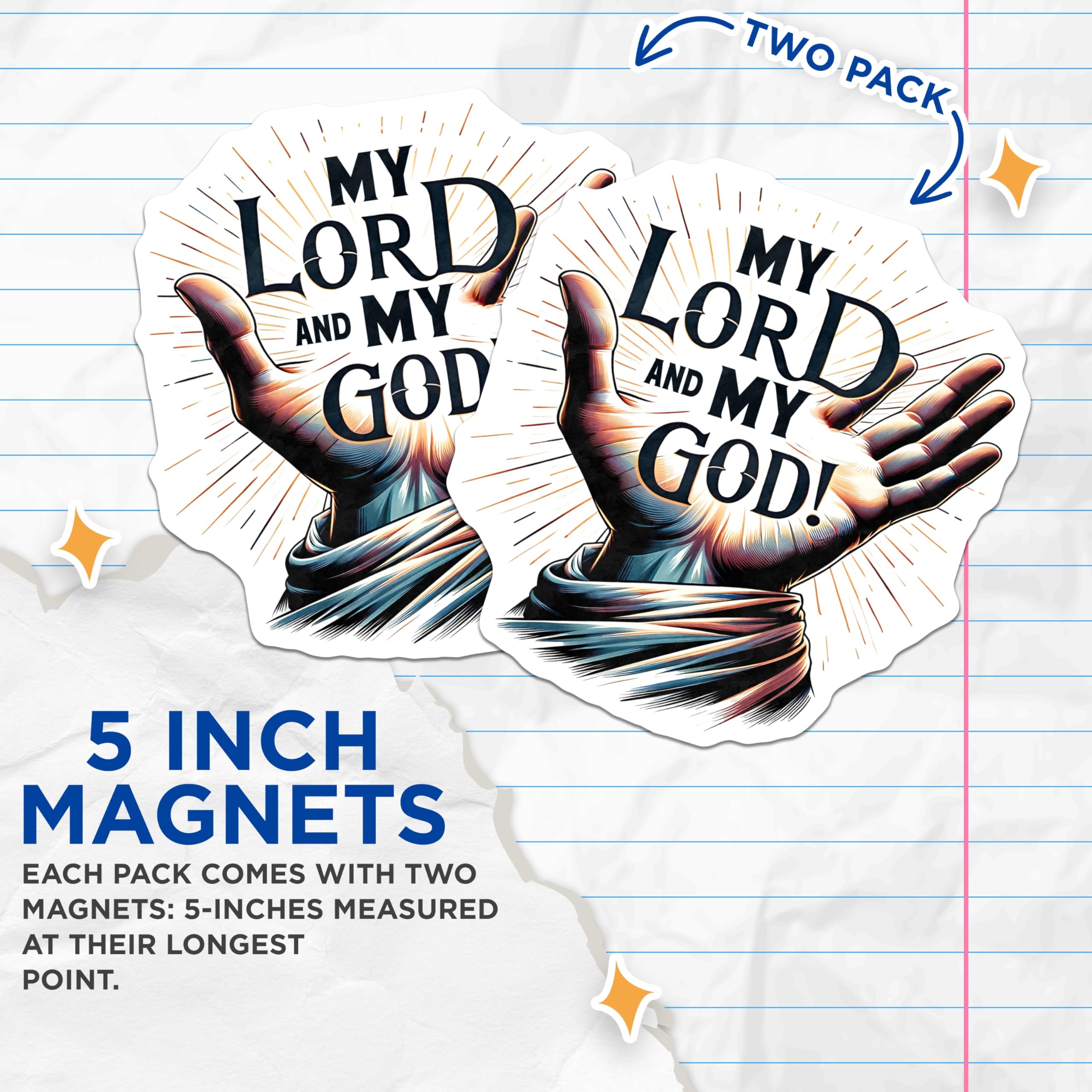 (2 Pack) Christian Faith Magnets - Inspirational Religious Decor - Spiritual Devotional Fridge Art for Believers - 5 Inches On Longest Side - Thick Durable Magnet - Made in USA - MAG29957