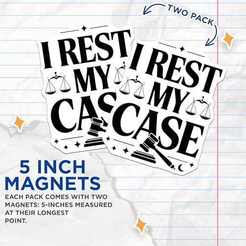 (2 Pack) I Rest My Case Magnets - Lawyer Decor - Legal Humor - Attorney Office Magnets - 5" On Longest Side - for Cars, Fridges, Toolboxes - Made in USA - MAG5633