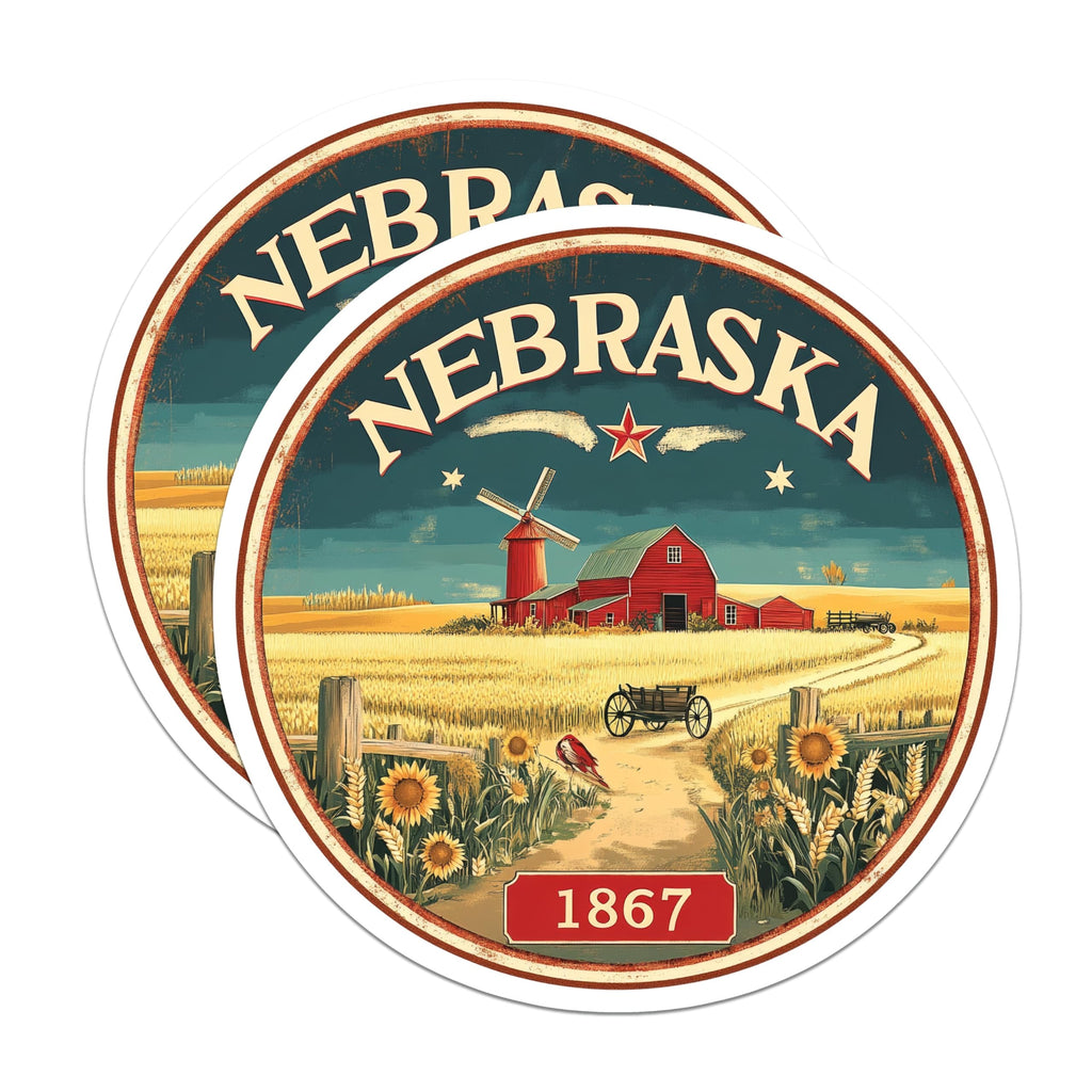 (2 Pack) Nebraska Farm Magnets - State Pride Decor - Cornhusker Landmark Souvenir - 5" On Longest Side - Premium Magnet - for Cars, Refrigerators, Toolboxes, Lockers - Made in USA - MAG15694