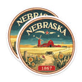 (2 Pack) Nebraska Farm Magnets - State Pride Decor - Cornhusker Landmark Souvenir - 5" On Longest Side - Premium Magnet - for Cars, Refrigerators, Toolboxes, Lockers - Made in USA - MAG15694