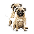 (2 Pack) Cute Pug Dog Magnets - Pet Lover Decor - Refrigerator Accent Piece - 5 Inches On Longest Side - Thick Durable Magnet - Made in USA - MAG27898
