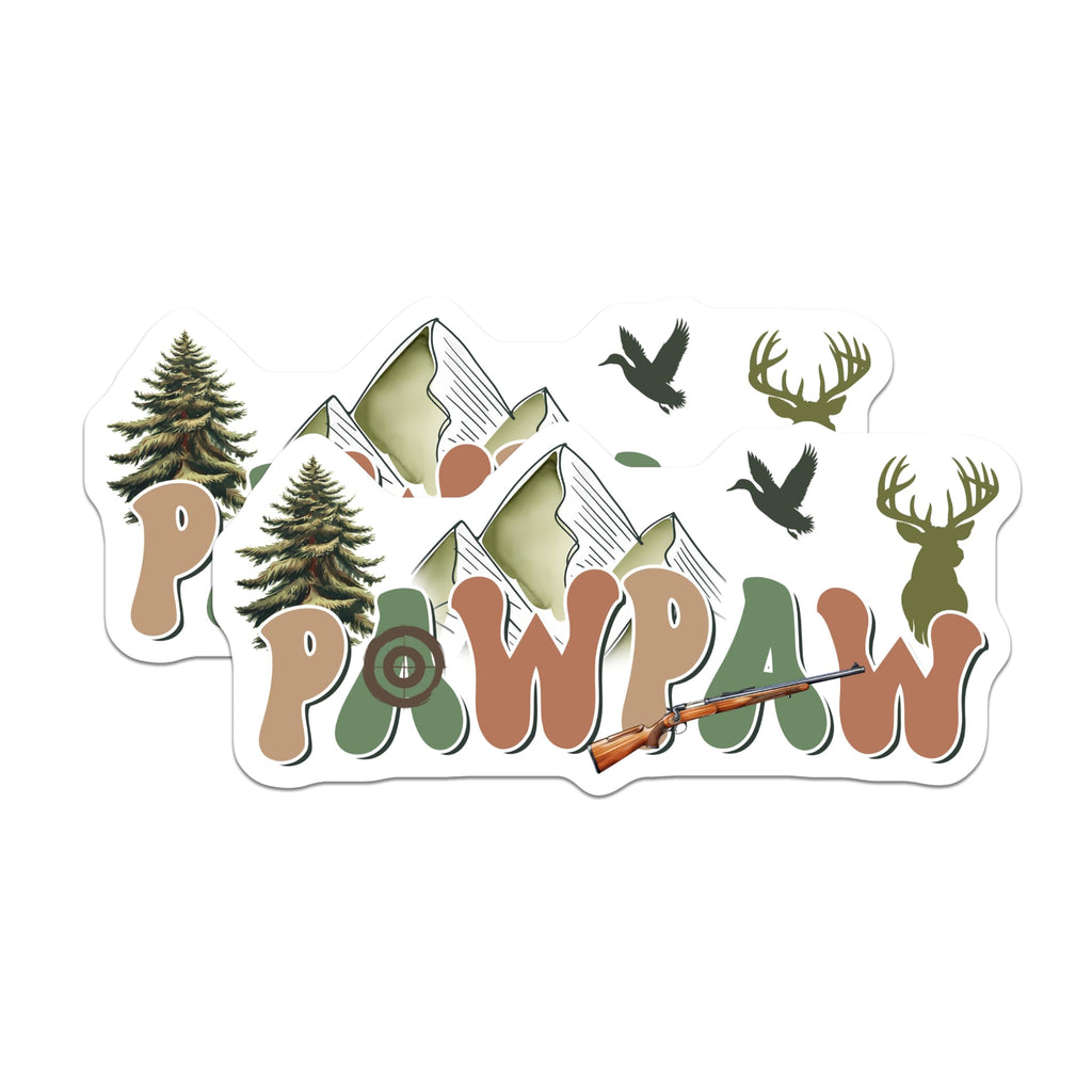 (2 Pack) Pawpaw Hunting Magnets - Outdoorsman Decor - Grandpa Hunter Celebration - 5" On Longest Side - Premium Magnet - for Cars, Refrigerators, Toolboxes, Lockers - Made in USA - MAG16096