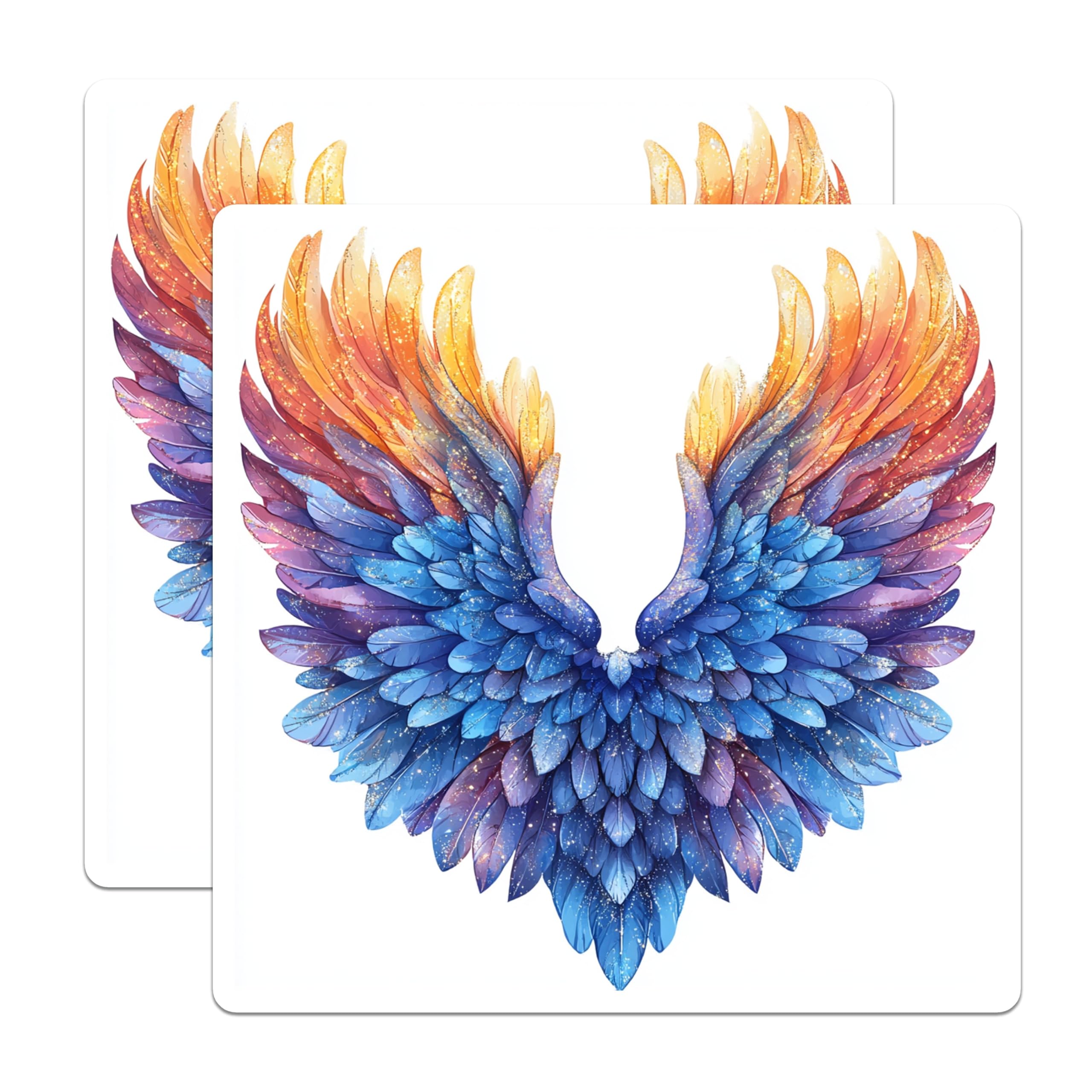 (2 Pack) Watercolor Angel Wings Magnets - Ethereal Feather Decor - Spiritual Fantasy Art - 5 Inches On Longest Side - Thick Durable Magnet - Made in USA - MAG28656