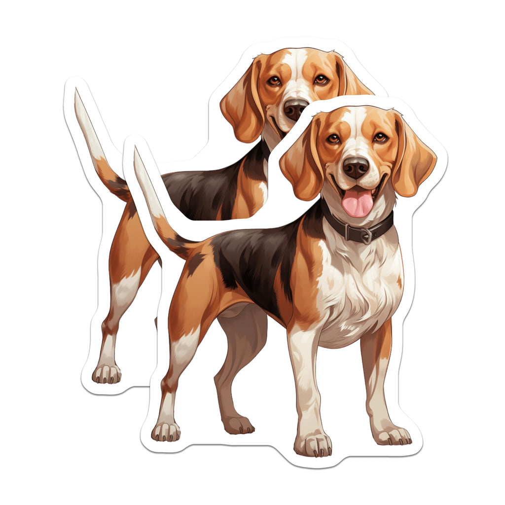 (2 Pack) Happy Beagle Dog Magnets - Cute Pet Lover Refrigerator Decor - Smiling Hound Animal Art Collectible - 5 Inches On Longest Side - Thick Durable Magnet - Made in USA - MAG29324