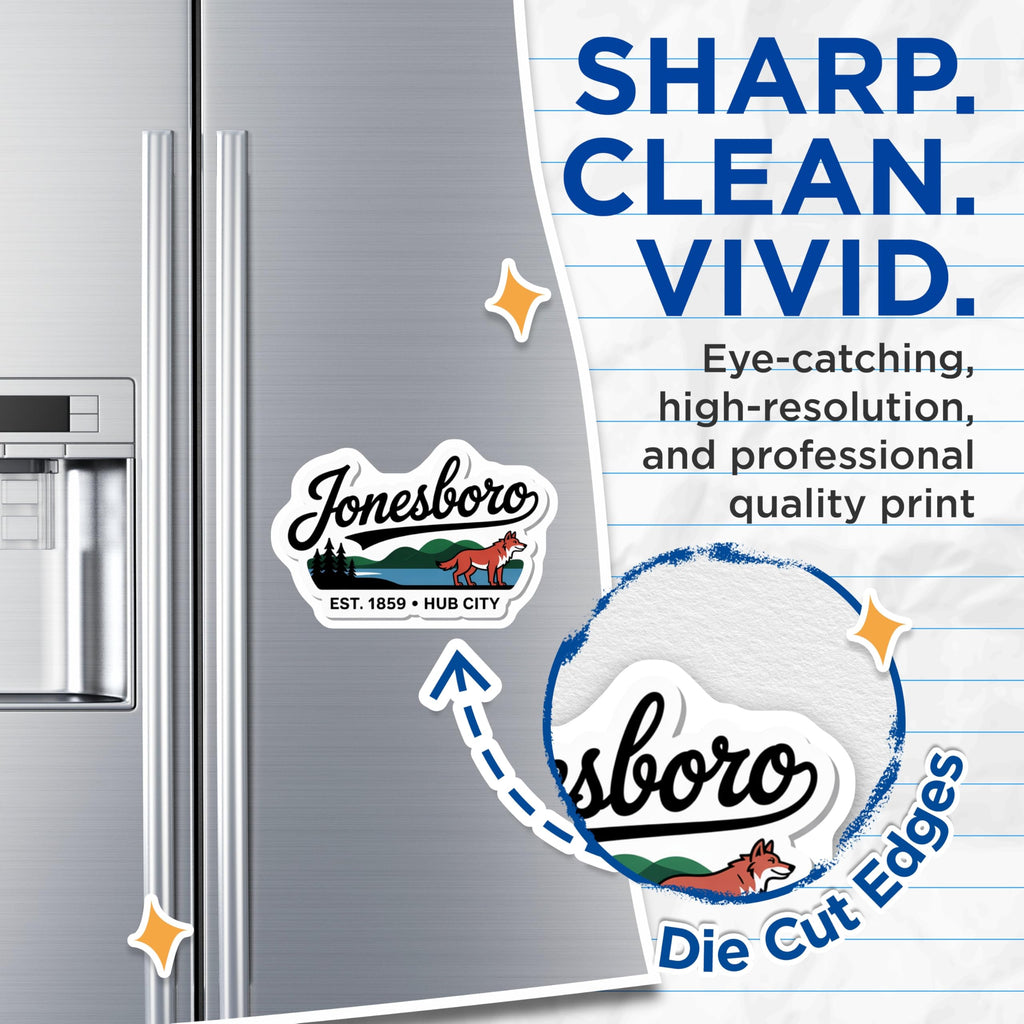 (2 Pack) Jonesboro Magnets - Hub City Decor - Arkansas Souvenir - 5" On Longest Side - Premium Magnet - for Cars, Refrigerators, Toolboxes, Lockers - Made in USA - MAG18587