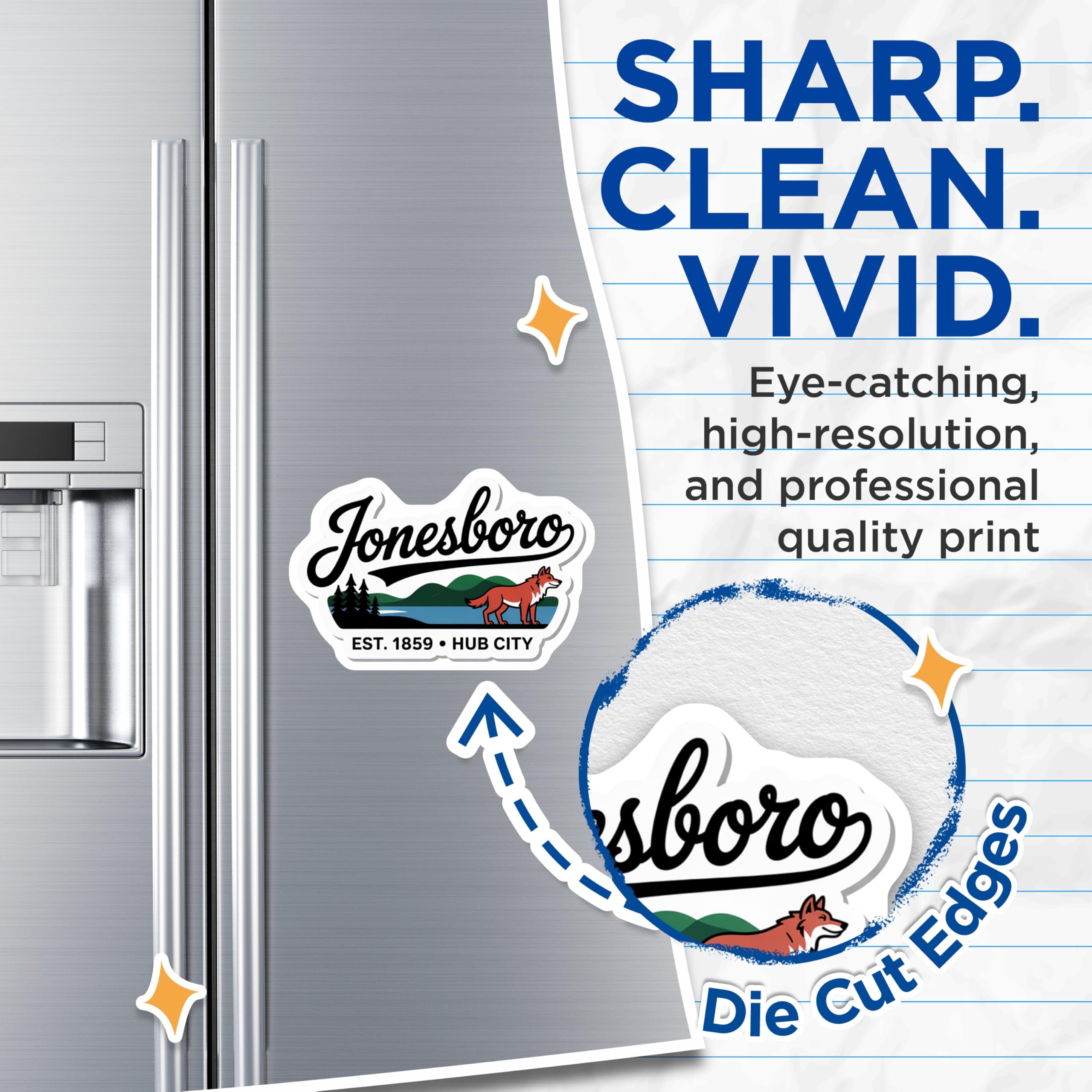 (2 Pack) Jonesboro Magnets - Hub City Decor - Arkansas Souvenir - 5" On Longest Side - Premium Magnet - for Cars, Refrigerators, Toolboxes, Lockers - Made in USA - MAG18587