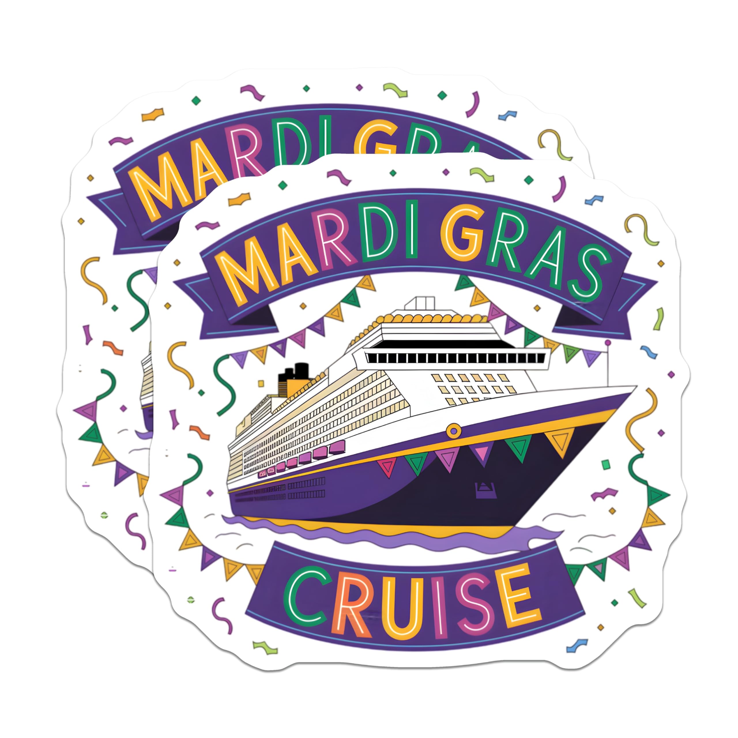 (2 Pack) Mardi Gras Cruise Magnets - Carnival Magnets - Celebration Magnets - 5" On Longest Side - Premium Magnet - for Cars, Refrigerators, Toolboxes, Lockers - Made in USA - MAG14903