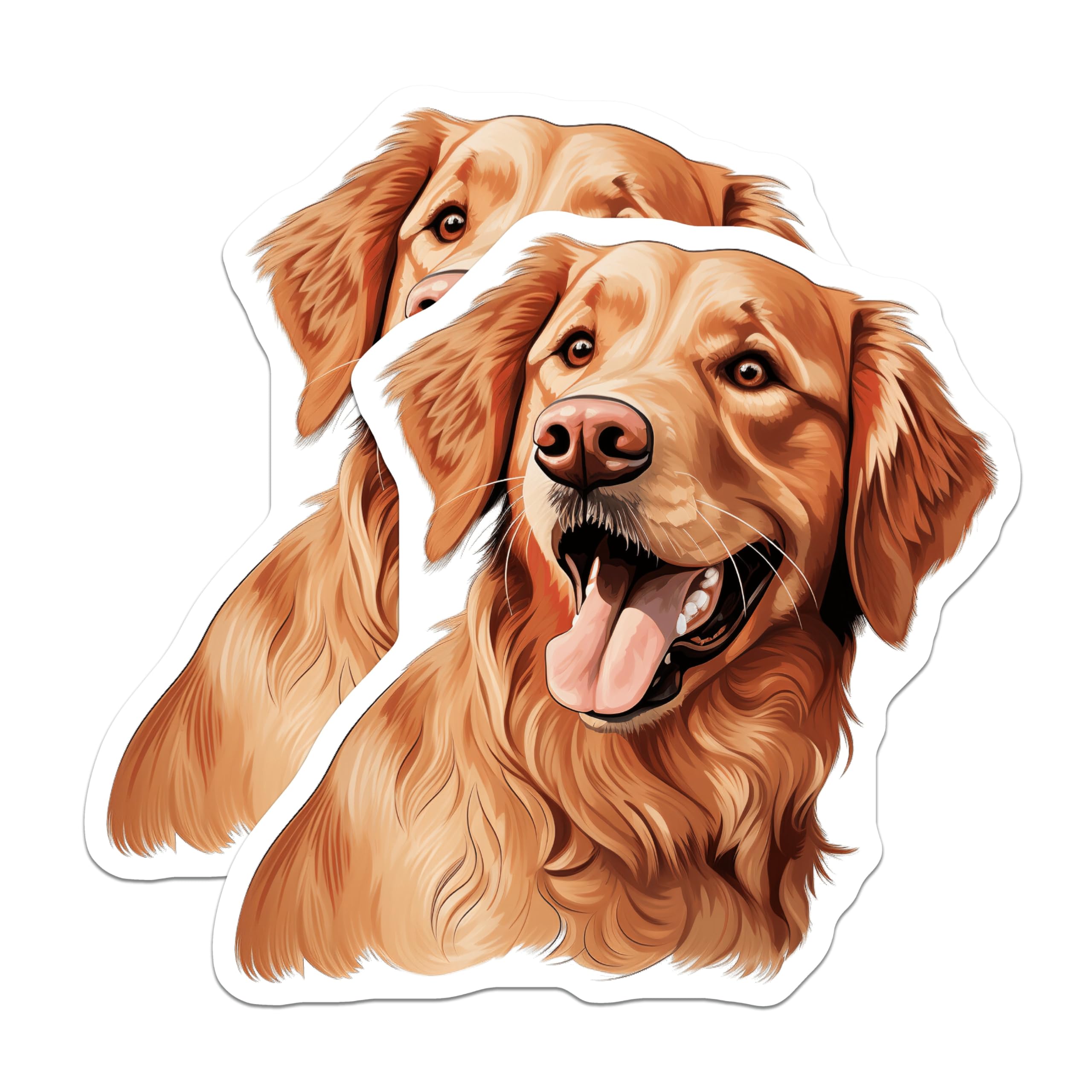 (2 Pack) Golden Retriever Magnets - Happy Dog Art - Dog Mom Decor - Pet Parent Present - 5 Inches On Longest Side - Thick Durable Magnet - Made in USA - MAG26223