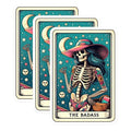 (3 Pack) Badass Skeleton Decals - Tattooed Skull Stickers - Tarot Card Decals - 3 Inches On Longest Side - Easy Peel & Apply - Made in USA - 3MCS4118
