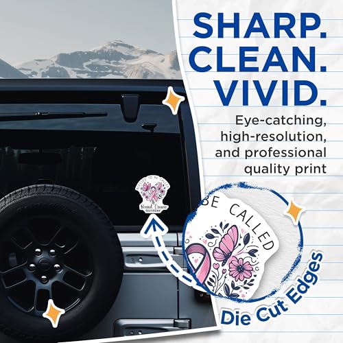 (2 Pack) Breast Cancer Survivor Stickers - Blessed to Be Called - Inspirational Pink Ribbon Decal - 5" On Longest Side - Sticks to Smooth Flat Surfaces - Made in USA - BMCS5991