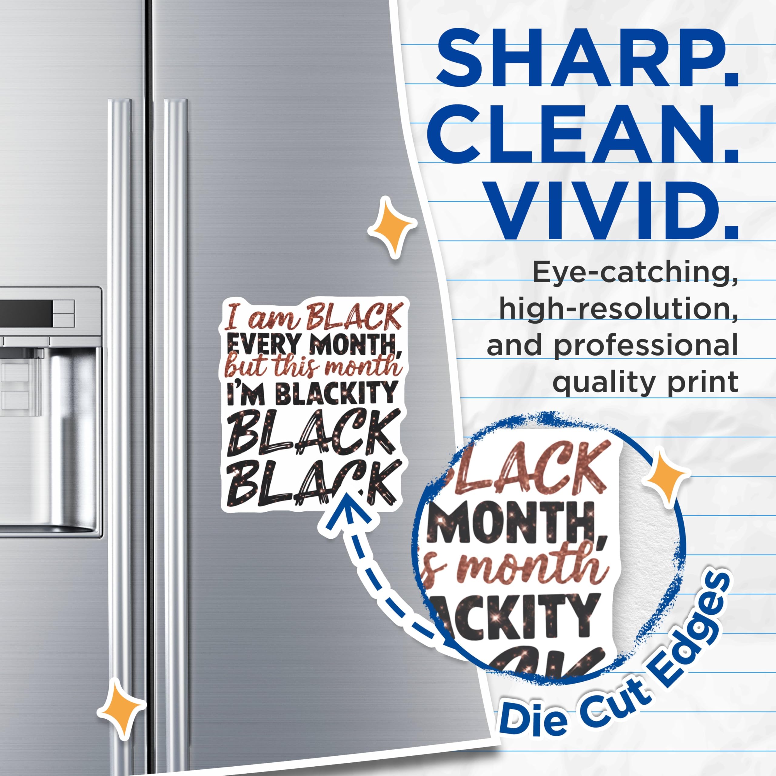 (2 Pack) I Am Black Every Month Magnets - Blackity Black Magnets - Inspirational Magnets for Fridge Locker ations - 5" On Longest Side - for Cars, Fridges, Toolboxes - Made in USA - MAG4104