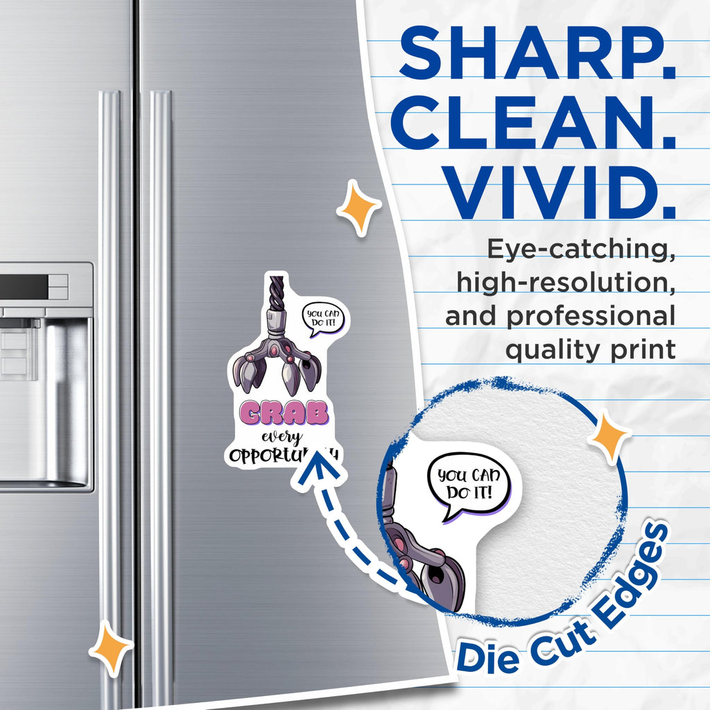 (2 Pack) Grab Opportunity Magnets - Encouragement Quote - Motivational Fridge Decor - 5" On Longest Side - Premium Magnet - for Cars, Refrigerators, Toolboxes, Lockers - Made in USA - MAG16129