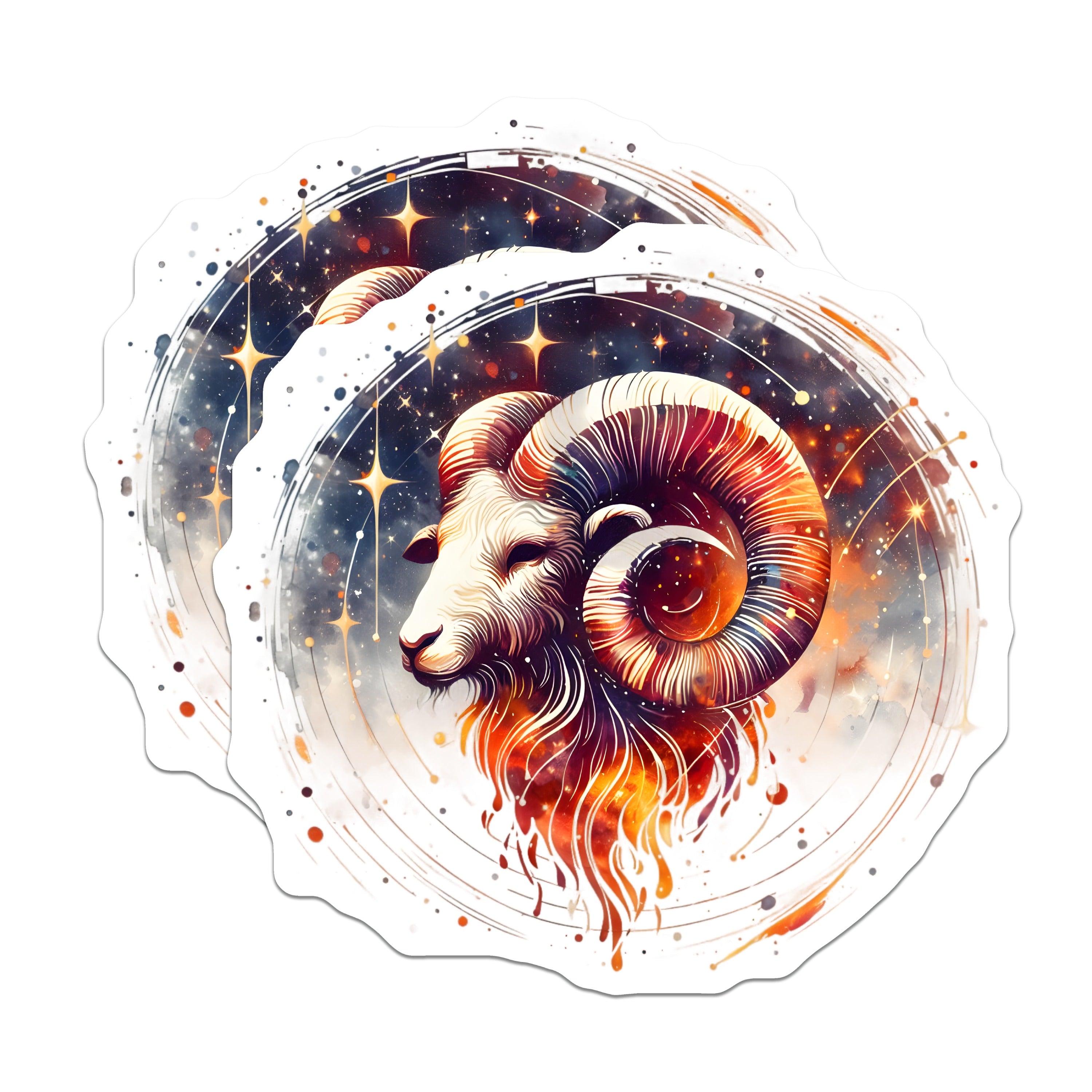 (2 Pack) Aries Zodiac Magnets - Ram Head Astrology Decor - Celestial Star Sign Birthday - 5 Inches On Longest Side - Thick Durable Magnet - Made in USA - MAG39375