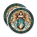 (2 Pack) Angel Magnets - Stained Glass Decor - Religious Artwork - 5" On Longest Side - Premium Magnet - for Cars, Refrigerators, Toolboxes, Lockers - Made in USA - MAG14316