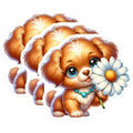 (3 Pack) Cute Puppy Decals - Daisy Flower Dog Decal - Laptop Decal - 3 Inches On Longest Side - Easy Peel & Apply - Made in USA - 3MCS8334