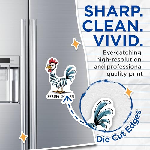 (2 Pack) Spring Chicken Magnets - Funny Fridge Decor - Cartoon Chicken Art - 5" On Longest Side - for Cars, Fridges, Toolboxes - Made in USA - MAG7637