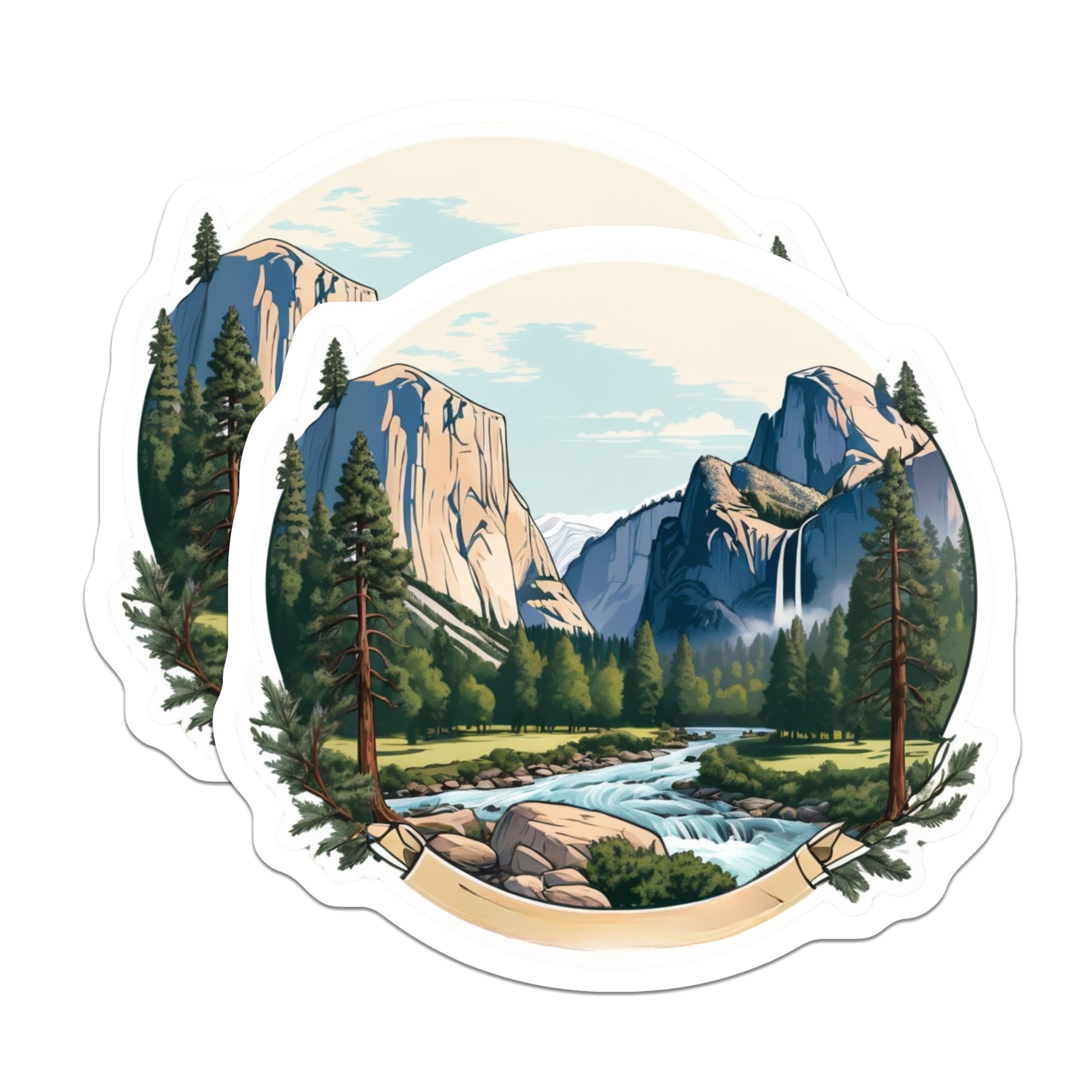 (2 Pack) Yosemite Magnets - National Park Landscape - Mountain River Scenery - 5 Inches On Longest Side - Thick Durable Magnet - Made in USA - MAG21000