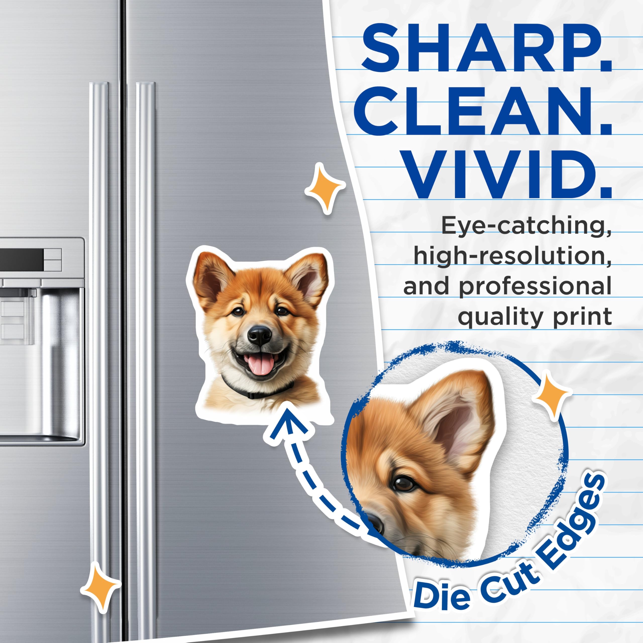(2 Pack) Happy Shiba Inu Puppy Magnets - Adorable Dog Lover Refrigerator Magnets - Cute Pet Owner Fridge Decor - 5 Inches On Longest Side - Thick Durable Magnet - Made in USA - MAG30746