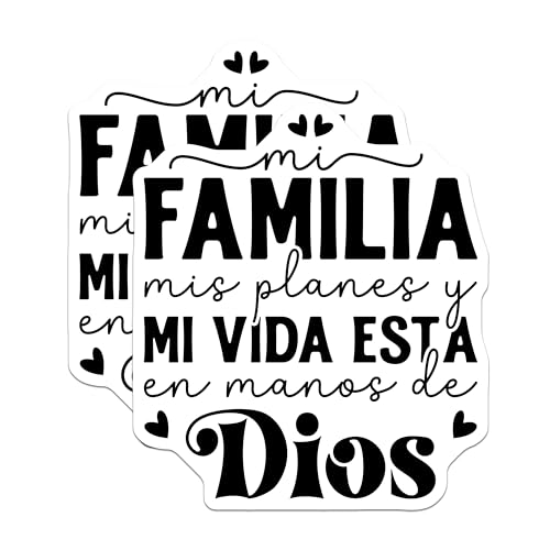 (2 Pack) Mi Familia Mis Planes Mi Vida Esta En Manos De Dios - Spanish Inspirational - Religious Quotes - 5" On Longest Side - for Cars, Fridges, Toolboxes - Made in USA - MAG3867