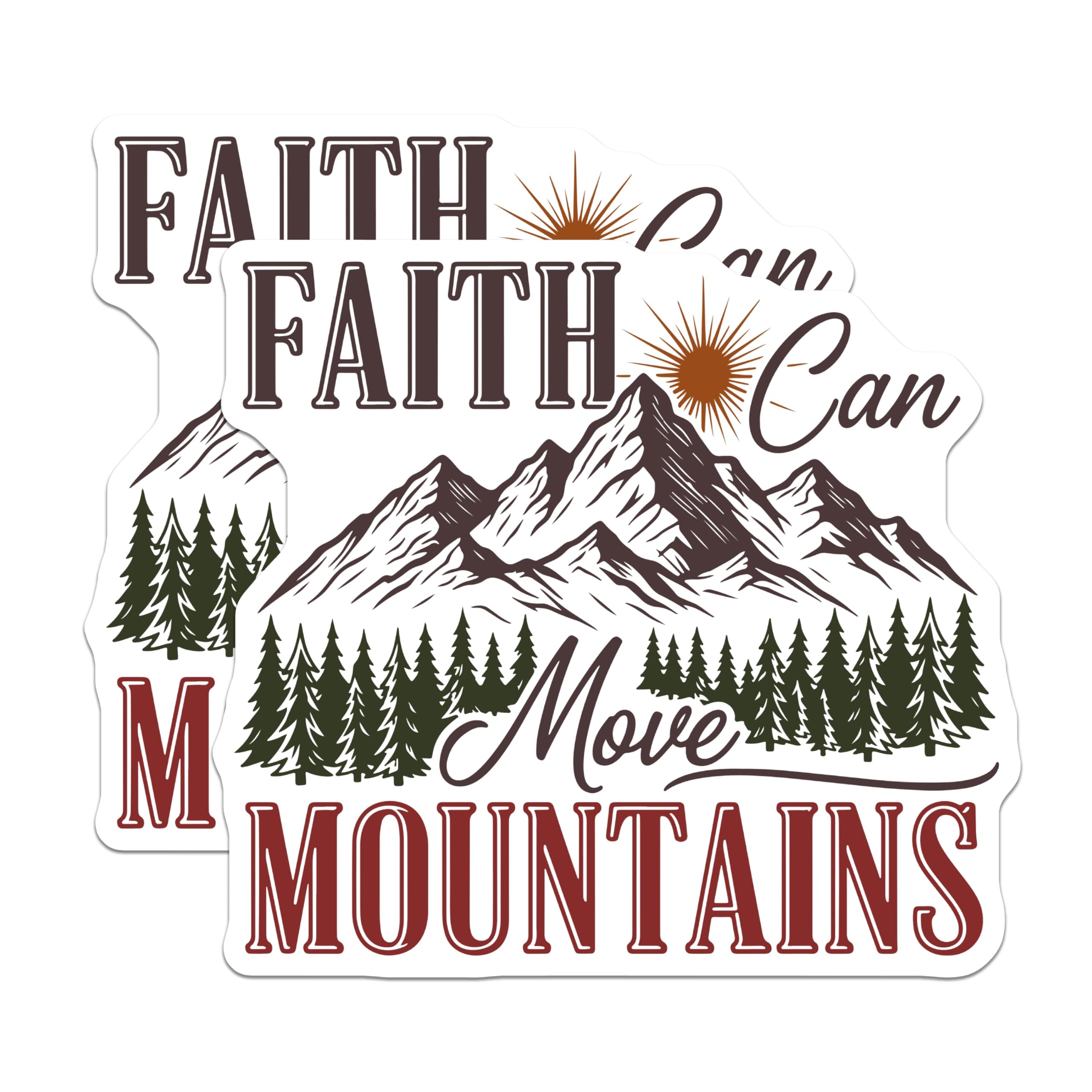 (2 Pack) Faith Can Move Mountains Magnets - Inspirational Quote - Mountain Decor - 5" On Longest Side - Premium Magnet - for Cars, Refrigerators, Toolboxes, Lockers - Made in USA - MAG16402