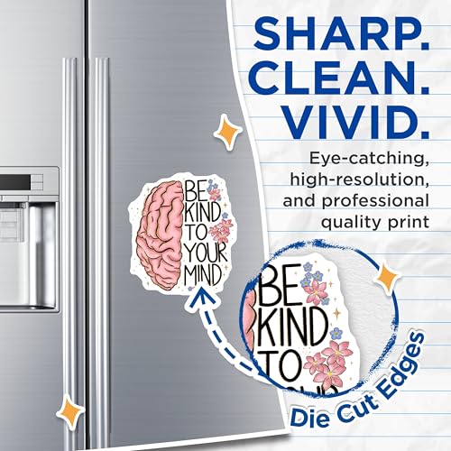 (2 Pack) Be Kind to Your Mind Magnets - Inspirational Quotes - Mental Health Awareness - Positive Message Magnets - 5" On Longest Side - for Cars, Fridges, Toolboxes - Made in USA - MAG4165