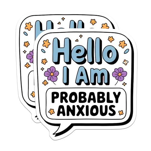 (2 Pack) Hello I Am Probably Anxious Magnets - Mental Health Awareness - Cute Ative Magnets - 5" On Longest Side - for Cars, Fridges, Toolboxes - Made in USA - MAG3710