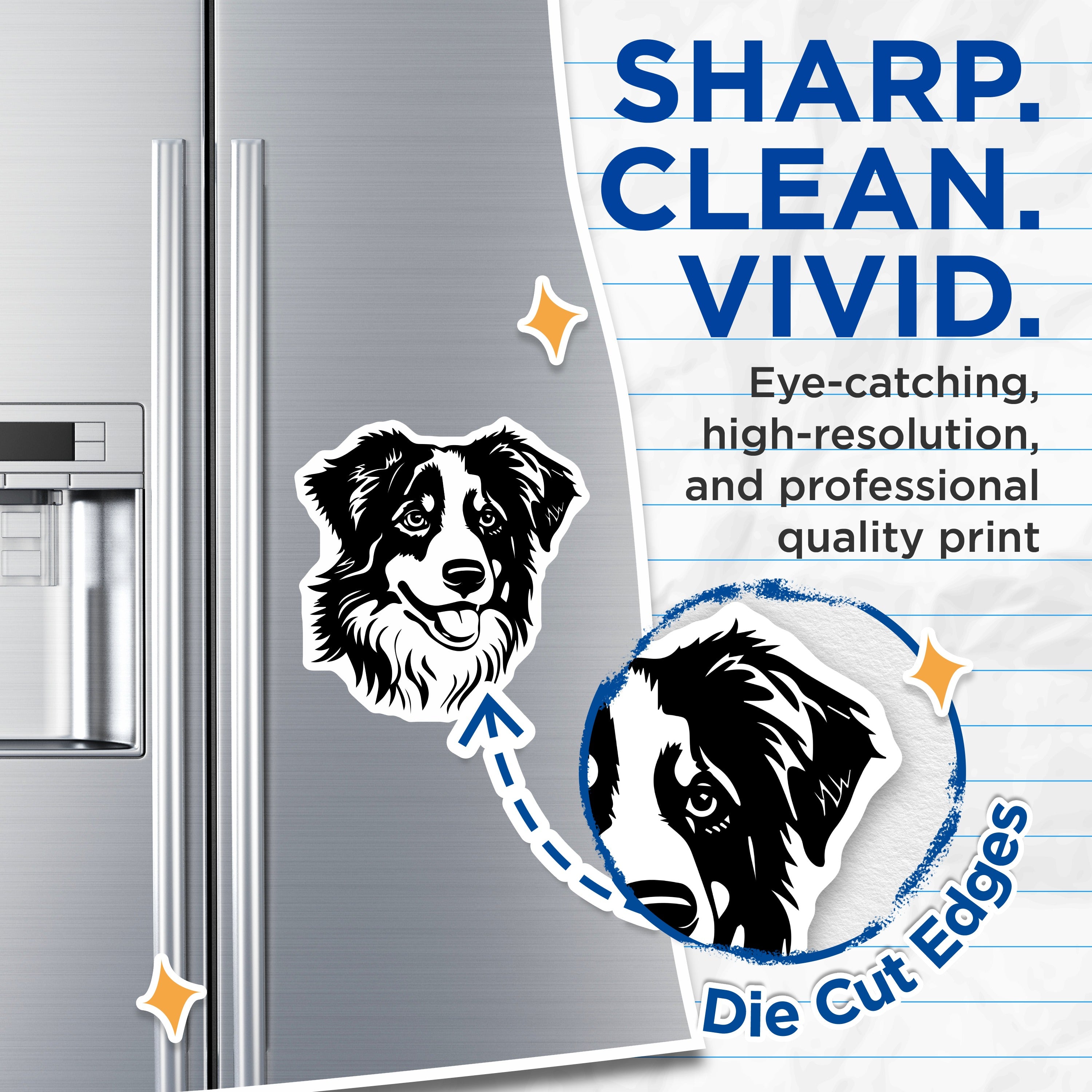 (2 Pack) Australian Shepherd Magnets - Aussie Dog Breed Art - Pet Owner Refrigerator Decor - Animal Lover Canine Merch - 5 Inches On Longest Side - Thick Durable Magnet - Made in USA - MAG36604