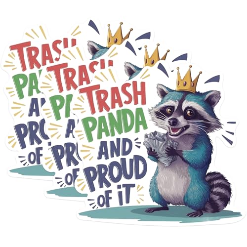 (3 Pack) Trash Panda Decals - Funny Raccoon Stickers - Laptop Decals - 3 Inches On Longest Side - Easy Peel & Apply - Made in USA - 3MCS0895