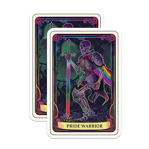 (2 Pack) Pride Warrior Magnets - Skeleton Magnet - LGBTQ Magnet - Rainbow Warrior - Gothic - Unique LGBTQ Art - 5" On Longest Side - for Cars, Fridges, Toolboxes - Made in USA - MAG4250