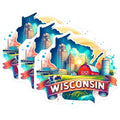(3 Pack) Wisconsin Decals - State Pride Stickers - Laptop Hydroflask Decals- 3 Inches On Longest Side - Easy Peel & Apply - Made in USA - 3MCS5310