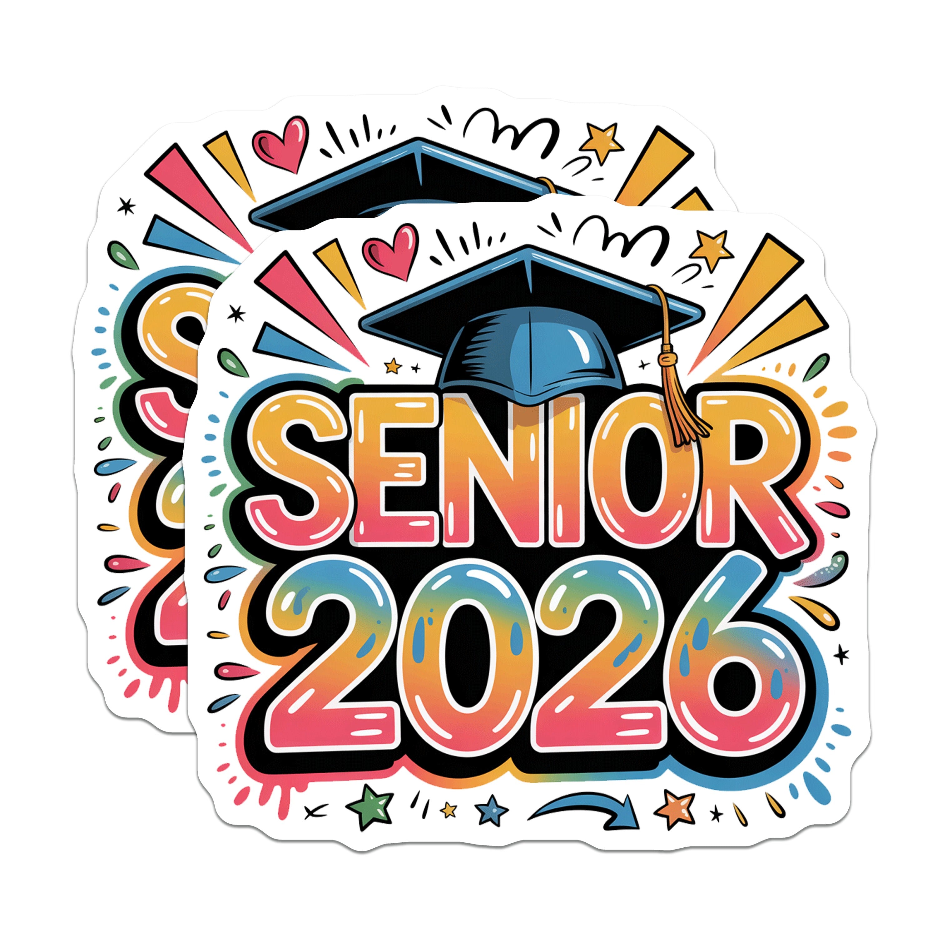 (2 Pack) Senior 2026 Magnets - Class of 2026 Graduation Decor - High School College Student Pride - Commemorative Keepsake - 5 Inches On Longest Side - Thick Durable Magnet - Made in USA - MAG39347