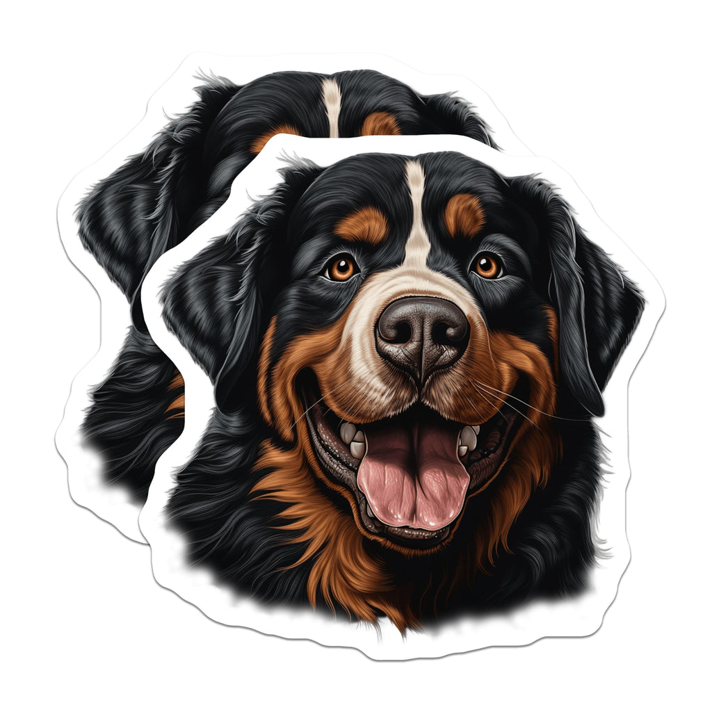 (2 Pack) Bernese Mountain Dog Magnets - Happy Berner Portrait Art - Dog Owner Kitchen Decor - 5 Inches On Longest Side - Thick Durable Magnet - Made in USA - MAG27231