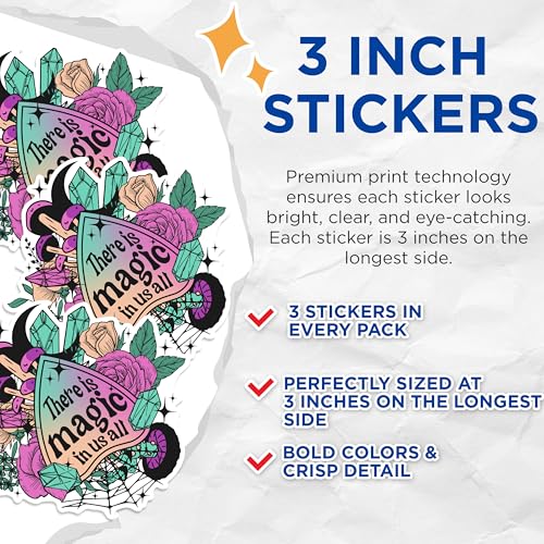 (3 Pack) Magic in Us All Decals - Witchy Laptop Decal - Mystical Decals - 3 Inches On Longest Side - Easy Peel & Apply - Made in USA - 3MCS1409