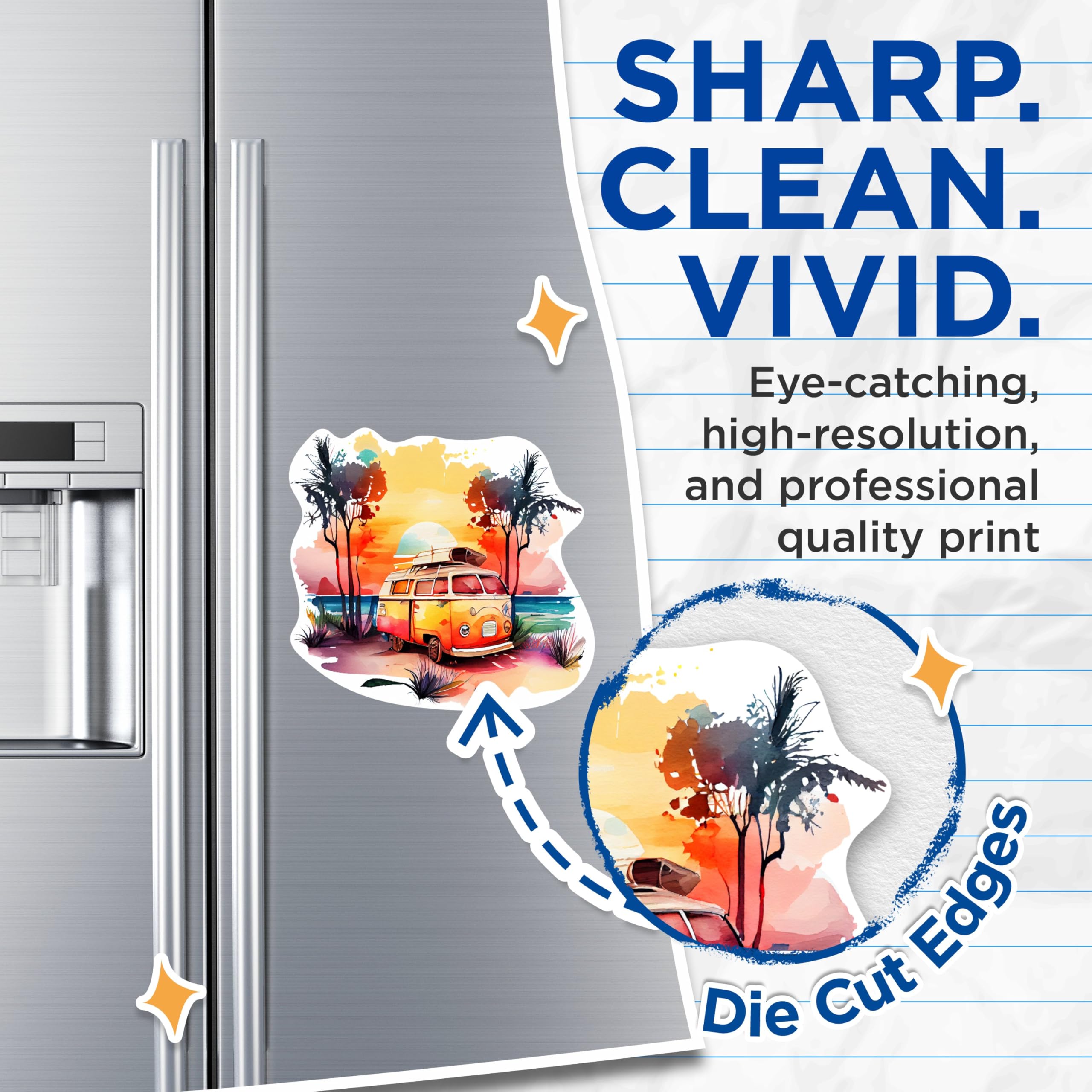 (2 Packs) Sunset On The Beach Magnets - Beach Bum Surfer Aloha Good Vibes Magnets - 5 Inches On Longest Side - Premium Magnet - for Fridges, Toolboxes, Cars - Made in USA - MAG2321