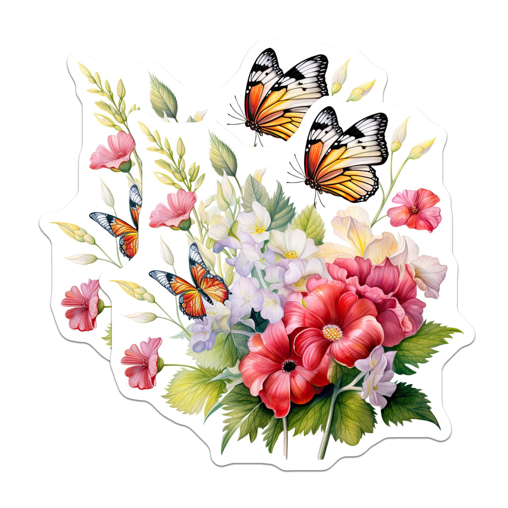 (2 Pack) Butterfly Flower Magnets - Floral Bouquet Art - Botanical Fridge Magnets - 5" On Longest Side - Premium Magnet - for Cars, Refrigerators, Toolboxes, Lockers - Made in USA - MAG15955