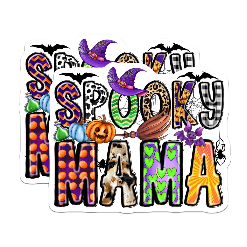 (2 Pack) Spooky Mama Magnets - Halloween Refrigerator Decor - Cute Fall Season Mom - 5 Inches On Longest Side - Thick Durable Magnet - Made in USA - MAG30903
