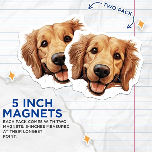 (2 Pack) Cute Animal Lover Decor Magnet - Pet Lovers Collection - 5" On Longest Side - Sticks to Smooth Flat Surfaces - Made in USA - MAG10182