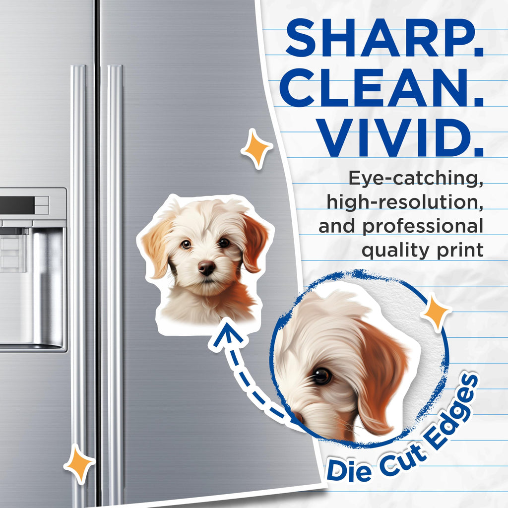 (2 Pack) Cute Puppy Magnets - Adorable Dog Art - Pet Lover Refrigerator Decor - Dog Mom Dad Present - 5 Inches On Longest Side - Thick Durable Magnet - Made in USA - MAG29679