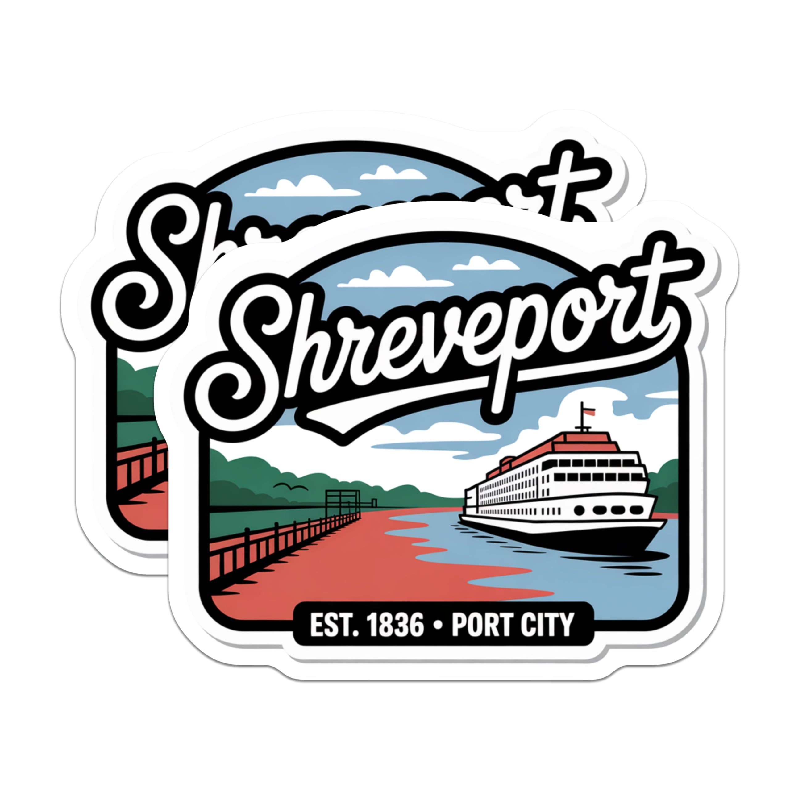 (2 Pack) Shreveport Magnets - Louisiana Port City Souvenirs - Est 1836 Riverboat Decor - Bayou State Travel Keepsakes - 5 Inches On Longest Side - Thick Durable Magnet - Made in USA - MAG19471